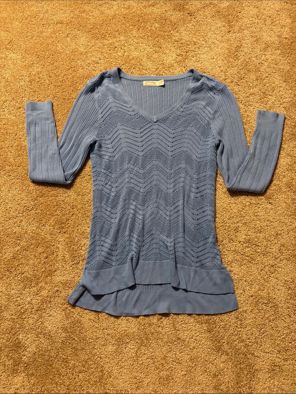 Faded Glory Women’s Long Sleeve Thin Crochet Knit Tunic Top
